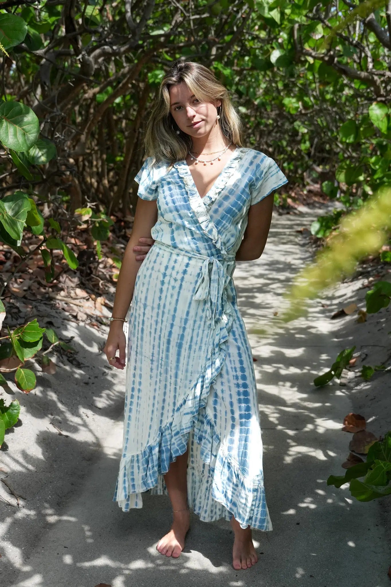 Havana Maxi Wrap Dress in Cloud Tie-Dye - Sea Lustre L/XL Havana Maxi Wrap Dress in Cloud Tie-Dye - Sea Lustre L/XL
