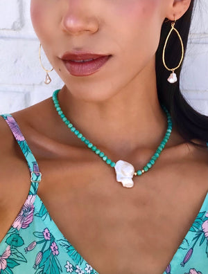 Akoya Pearl & Amazonite Necklace