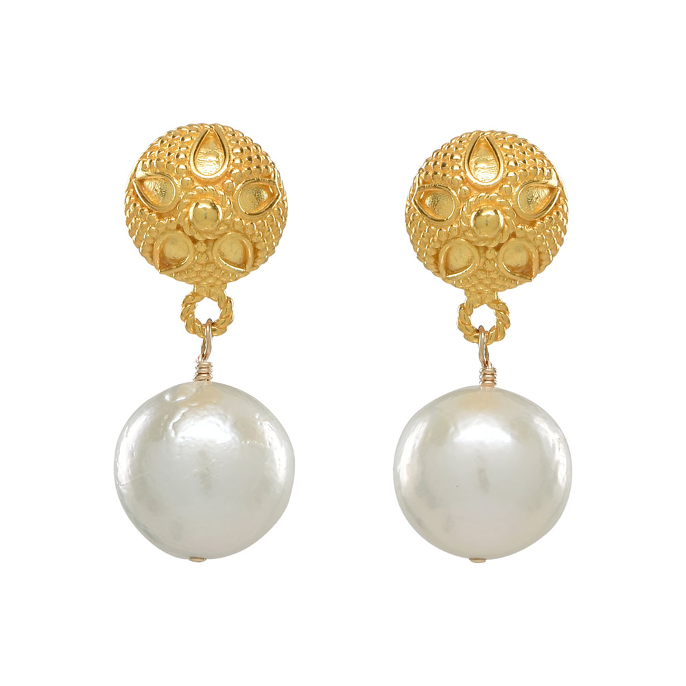 Antiqued Pearl Drop Earrings