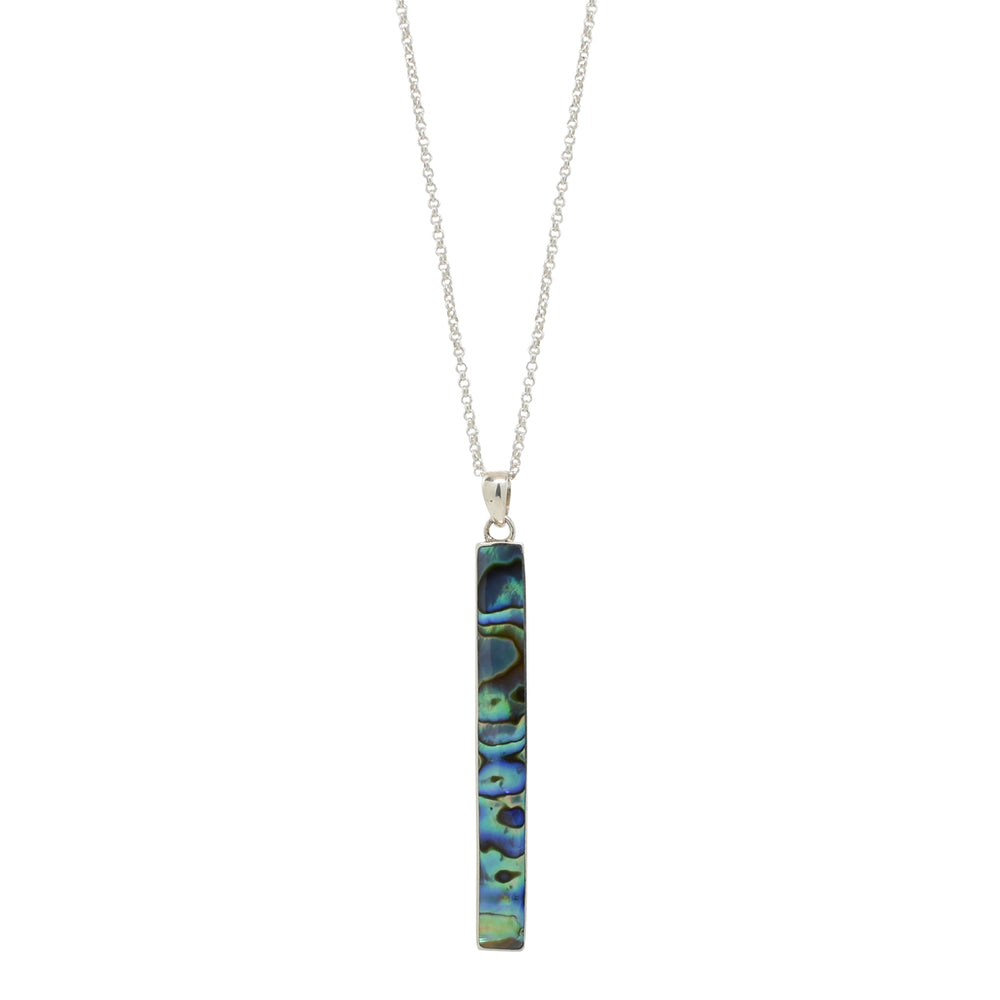 Sterling Abalone Long Bar Necklace