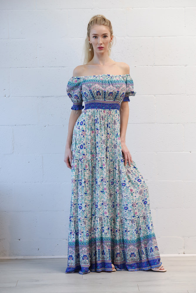 Sydney Off the Shoulder Maxi Dress in Soiree