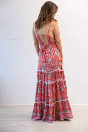 Indie Lace Maxi Dress in Taro Palm
