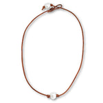 Leather Surfer Necklace in Freshwater Pearl -- Sea Lustre Jewelry - 1