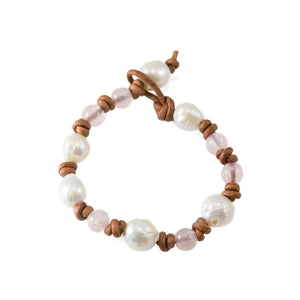 Rose Quartz & Baroque Pearl Bracelet -- Sea Lustre Jewelry - 1