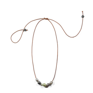 Five Tahitian Pearl Slide Necklace- Adjustable -- Sea Lustre Jewelry - 2