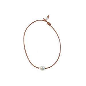 Single Baroque Freshwater Pearl Slide Necklace -- Sea Lustre Jewelry - 1