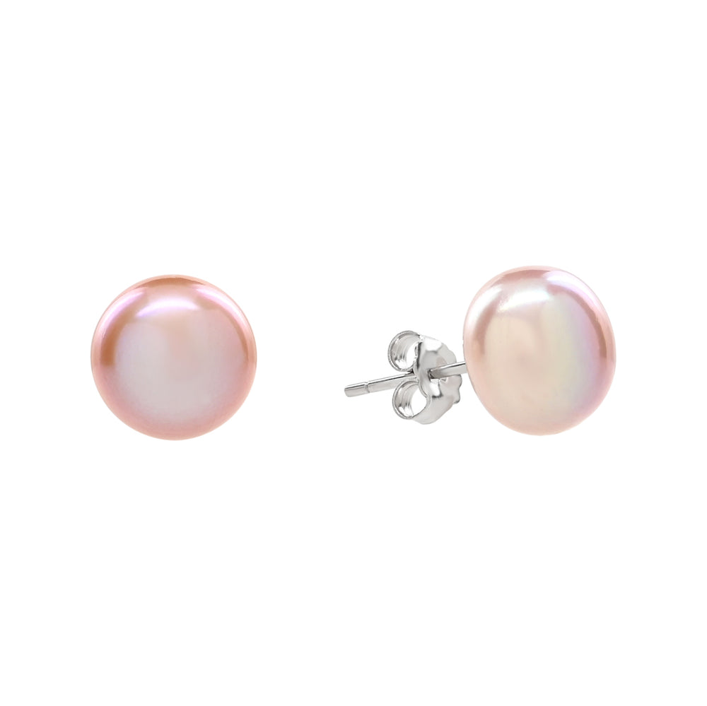 Sterling Silver 10-11mm Pink Freshwater Pearl Studs see