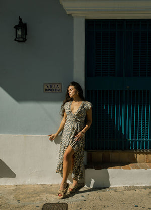 Havana Maxi Wrap Dress in Zebra