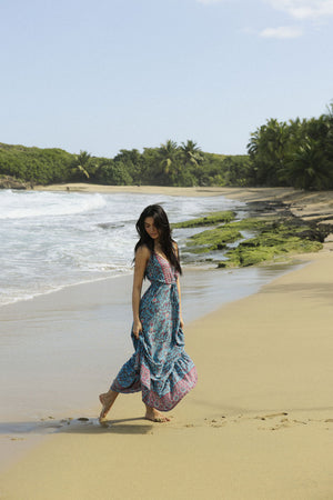 Lorelei Maxi Dress in Coral Rose