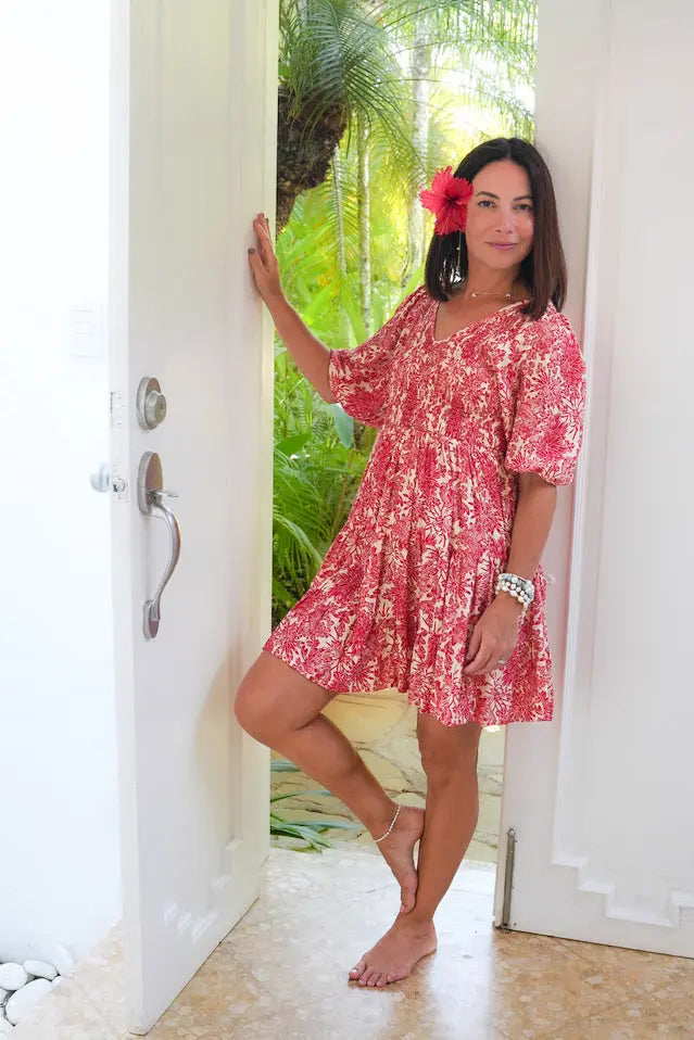 Chloe Smocked Mini Dress in Kiku