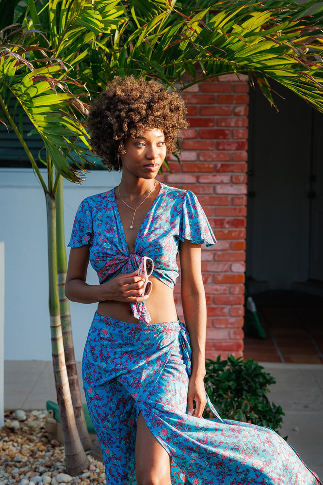 Robbie Wrap Top in Coral Rose