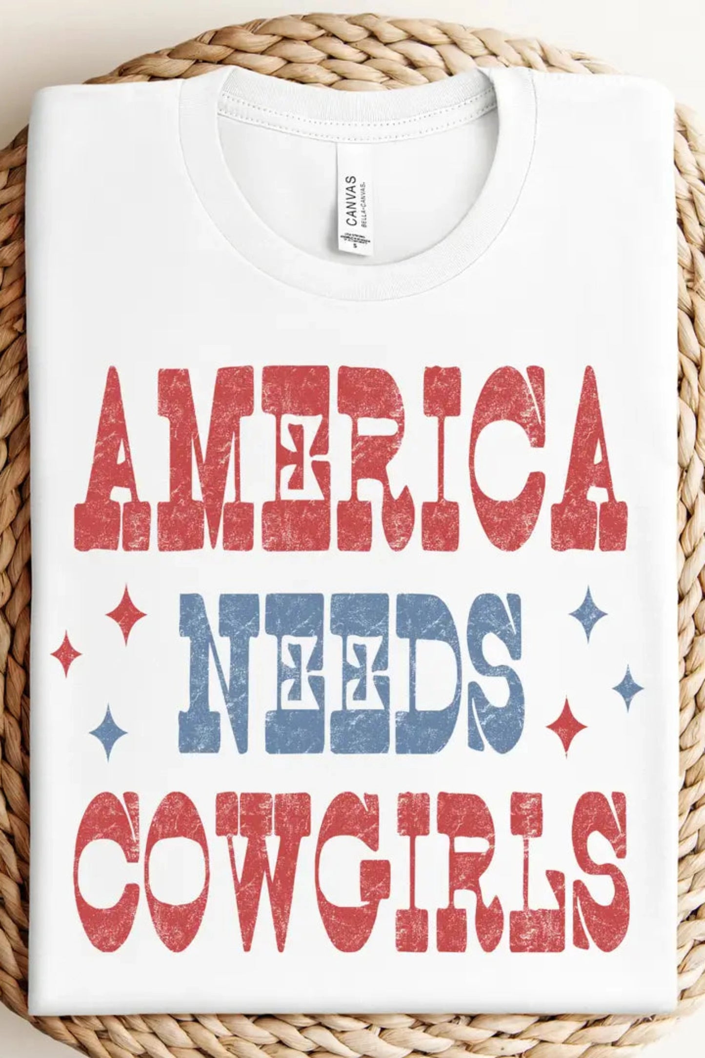 America Needs Cowgirls Tee Willow Poppy