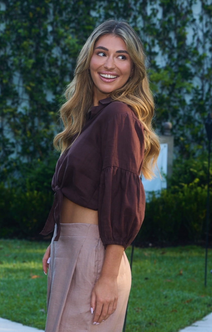 Ava Button Up in Coffee
