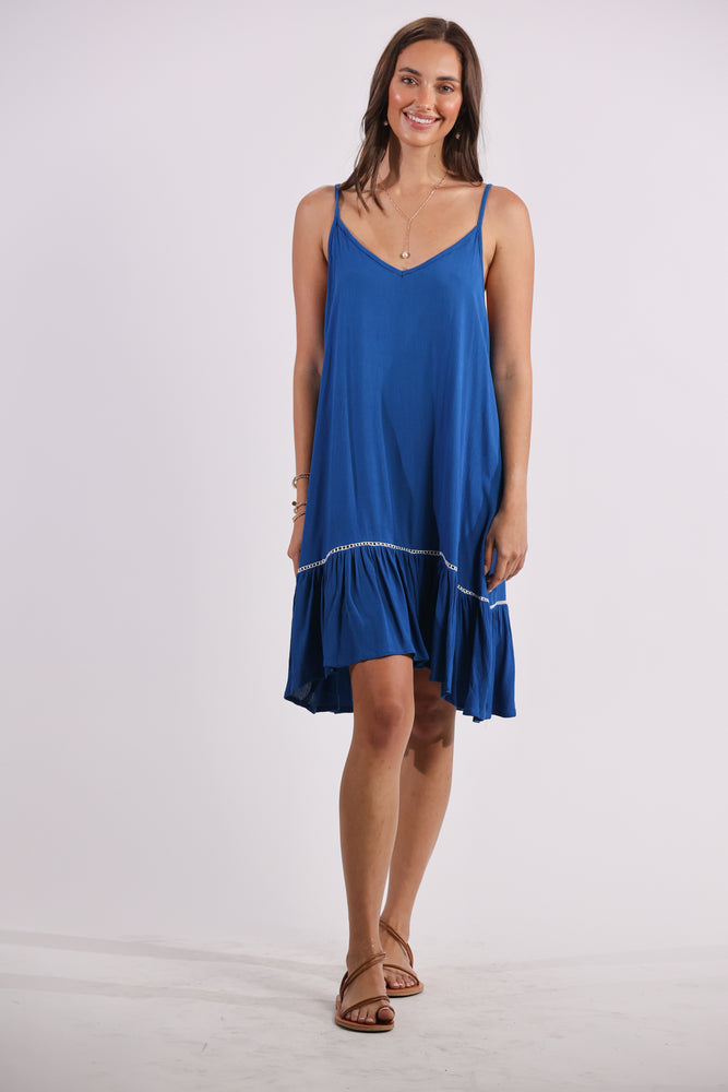 
            
                Load image into Gallery viewer, Day Tripper Mini Slip Dress in Atlantic
            
        
