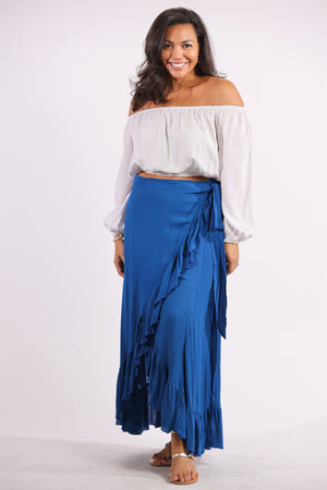 
            
                Load image into Gallery viewer, Honey Maxi Wrap Skirt in Atlantic
            
        