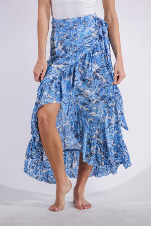 Honey Maxi Wrap Skirt in Blue Grass
