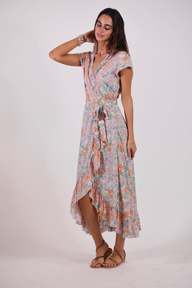 
            
                Load image into Gallery viewer, Havana Maxi Wrap Dress in Seaglass
            
        