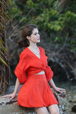 Tropez Wrap Top in Cajun Linen