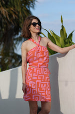 Parker Mini Skirt in Coral Geo