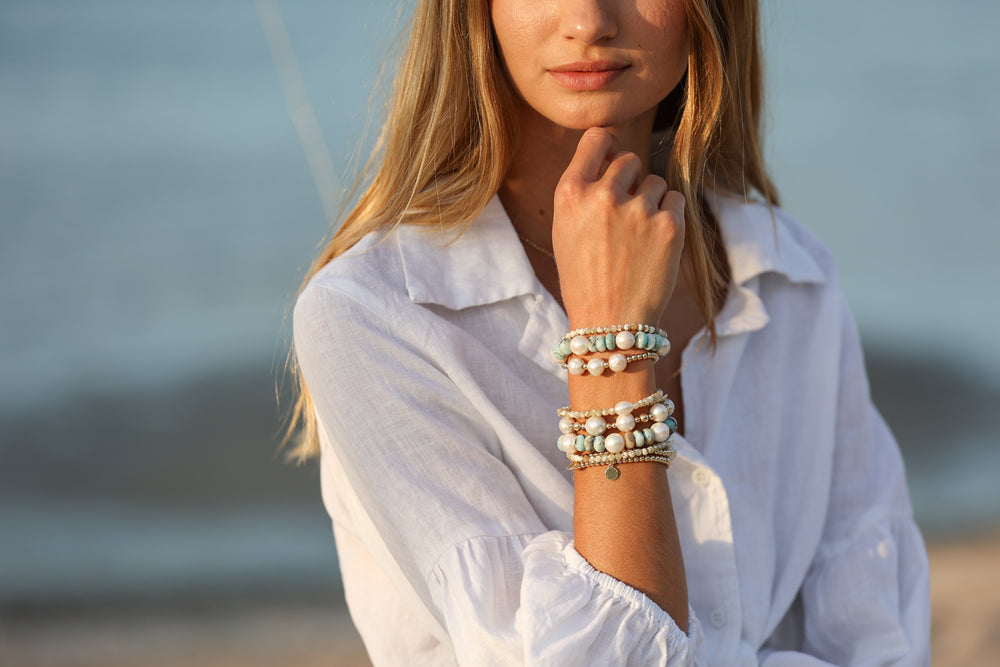 Larimar & Pearl Bracelet