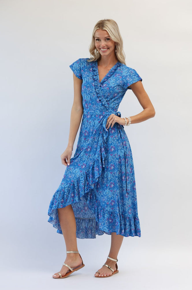 Havana Maxi Wrap Dress in Neptune