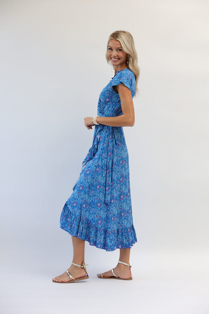 Havana Maxi Wrap Dress in Neptune