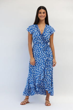 Havana Maxi Wrap Dress in Clematis