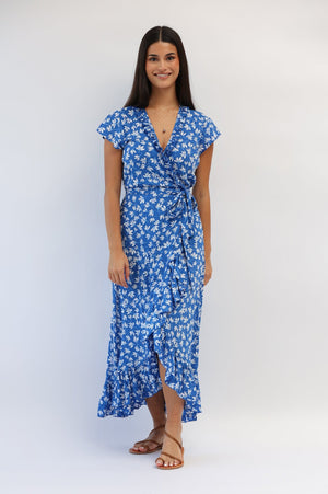 Havana Maxi Wrap Dress in Clematis