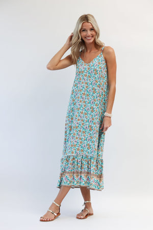 Day Tripper Slip Dress in Seafoam