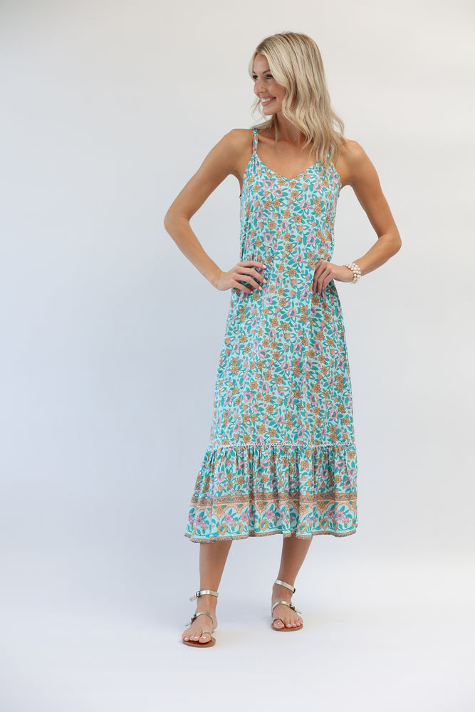 Day Tripper Slip Dress in Seafoam