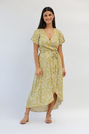 Castaway Wrap Dress in Sweet Grass