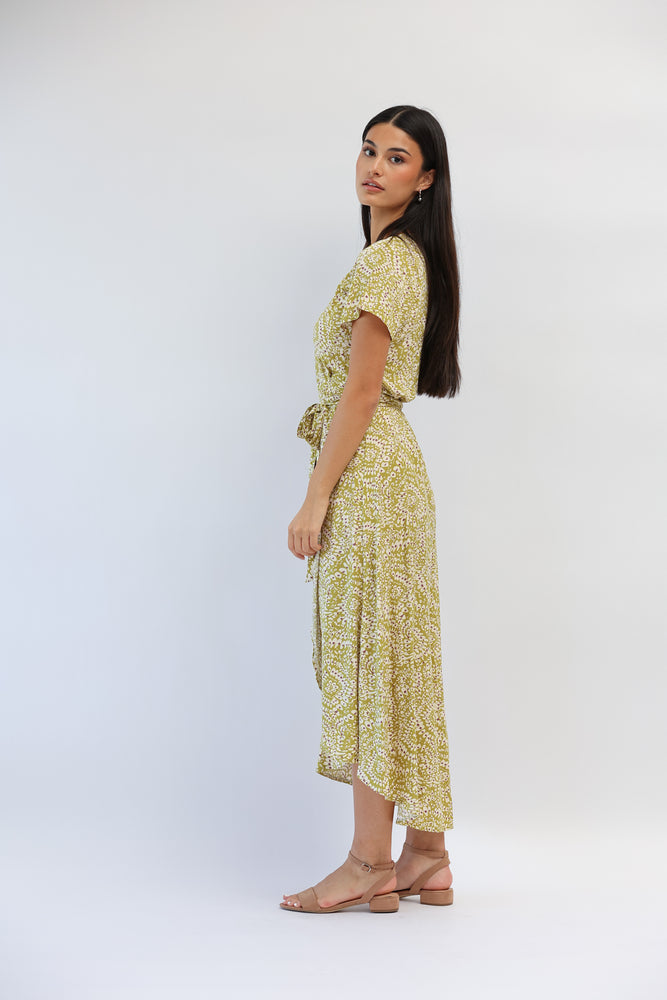 Castaway Wrap Dress in Sweet Grass