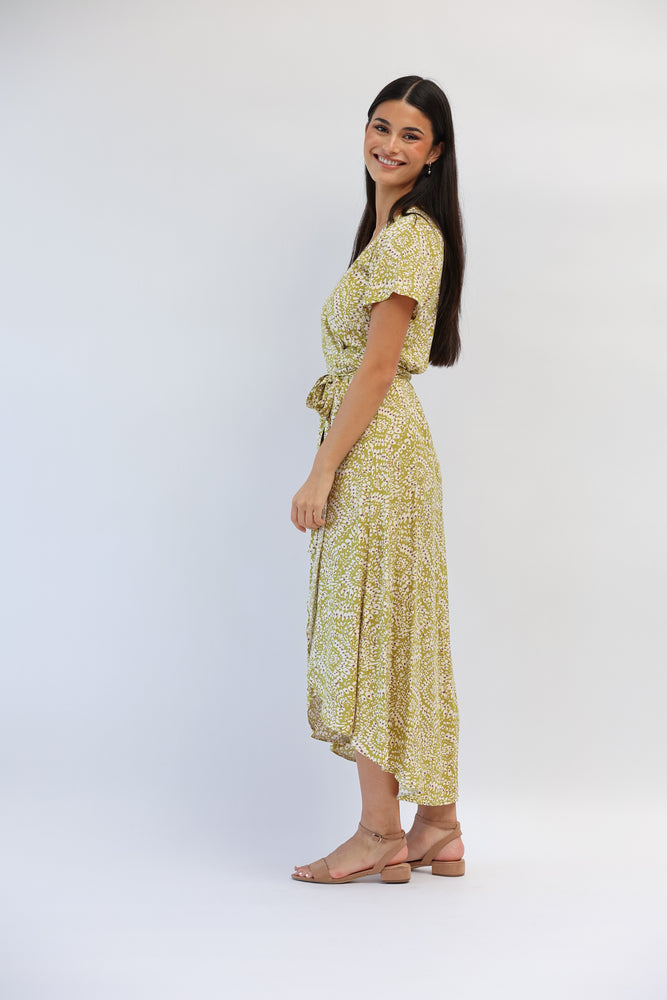 Castaway Wrap Dress in Sweet Grass