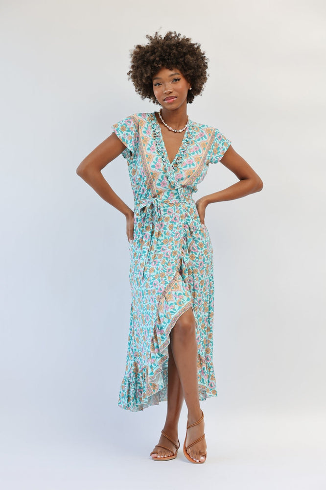 Havana Maxi Wrap Dress in Seafoam