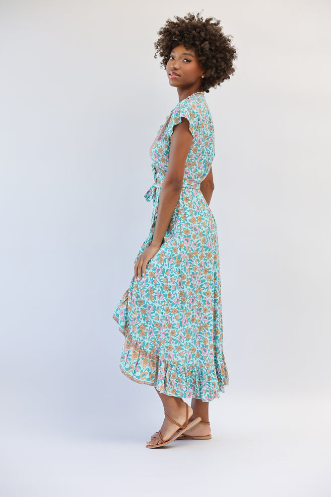 Havana Maxi Wrap Dress in Seafoam