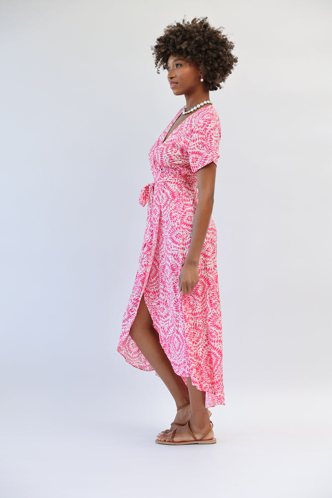 Castaway Wrap Dress in Hibiscus