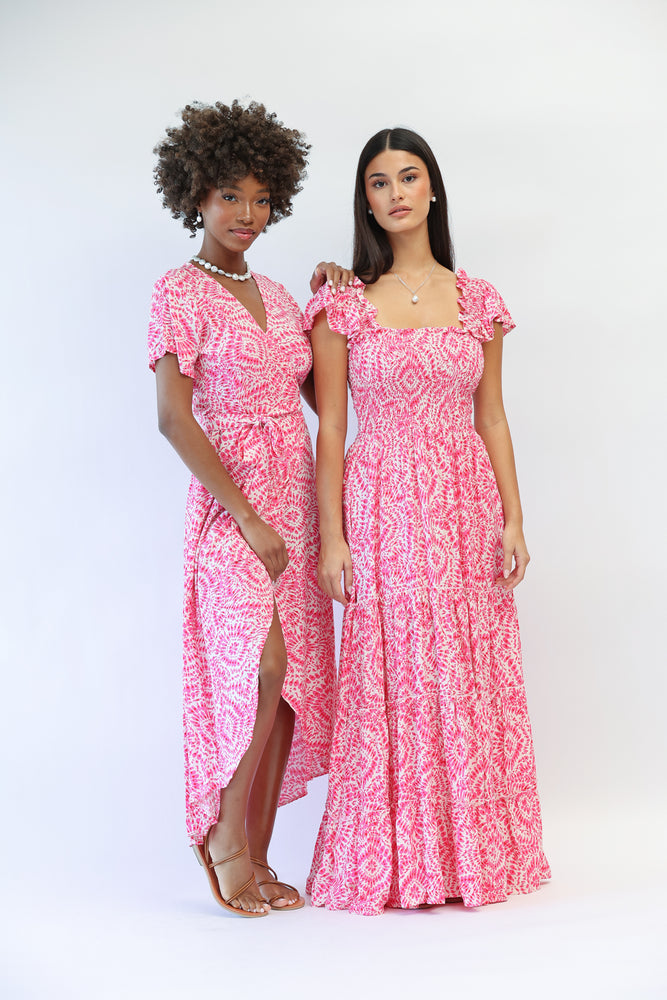 Castaway Wrap Dress in Hibiscus