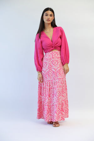 Atlas Maxi Skirt in Hibiscus