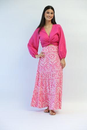 Atlas Maxi Skirt in Hibiscus