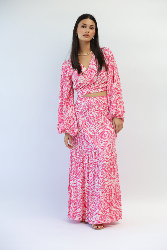 Atlas Maxi Skirt in Hibiscus