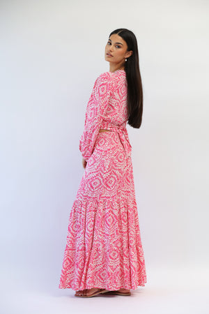 Atlas Maxi Skirt in Hibiscus