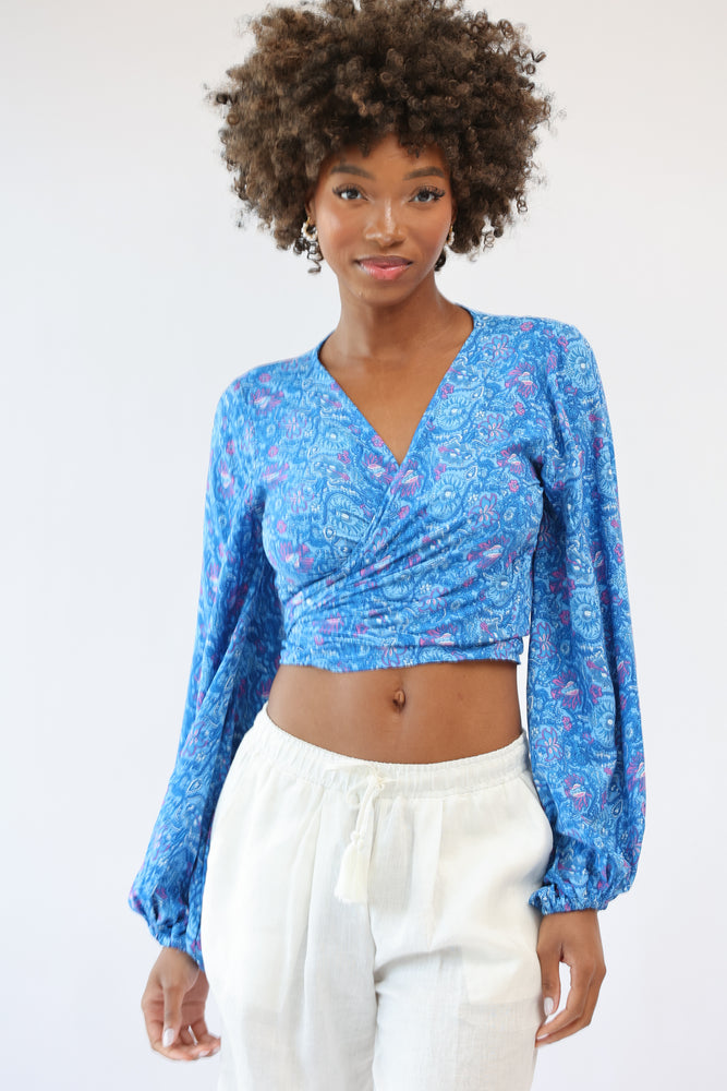 Tropez Wrap Top in Neptune