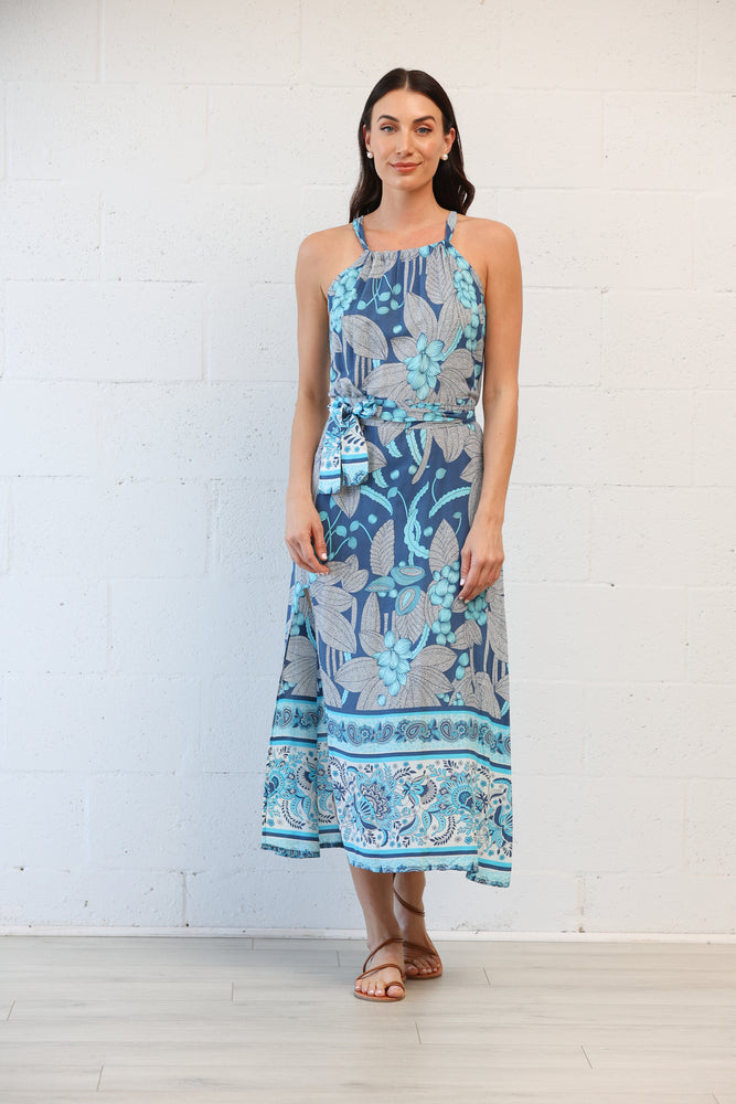 Goddess Midi Dress in Blue Papaya