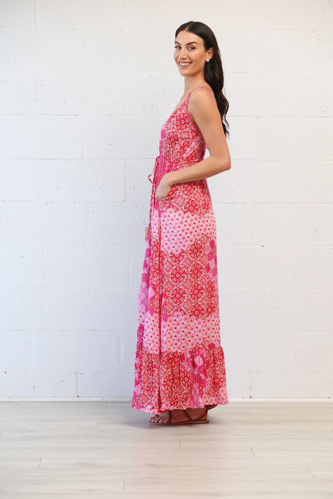 Lorelei Maxi Dress in Patchwork Pink