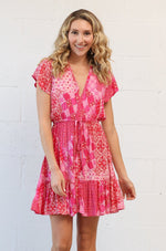 Capetown Mini Dress in Patchwork Pink