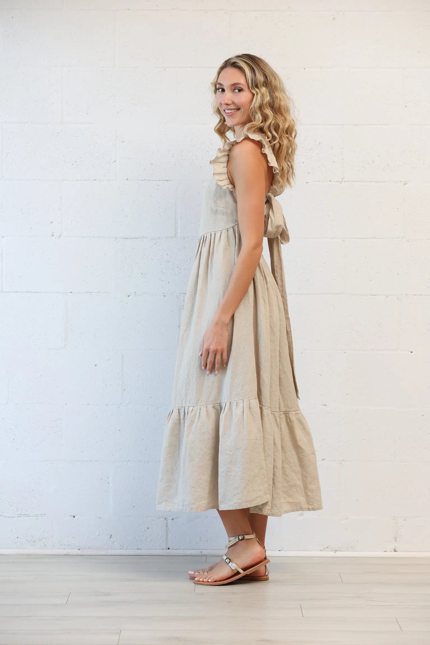 Tippi Tie-Back Linen Dress in Natural Tippi Tie-Back Linen Dress in Natural