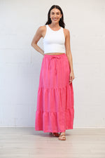 Gigi Maxi Skirt in Fuchsia Linen