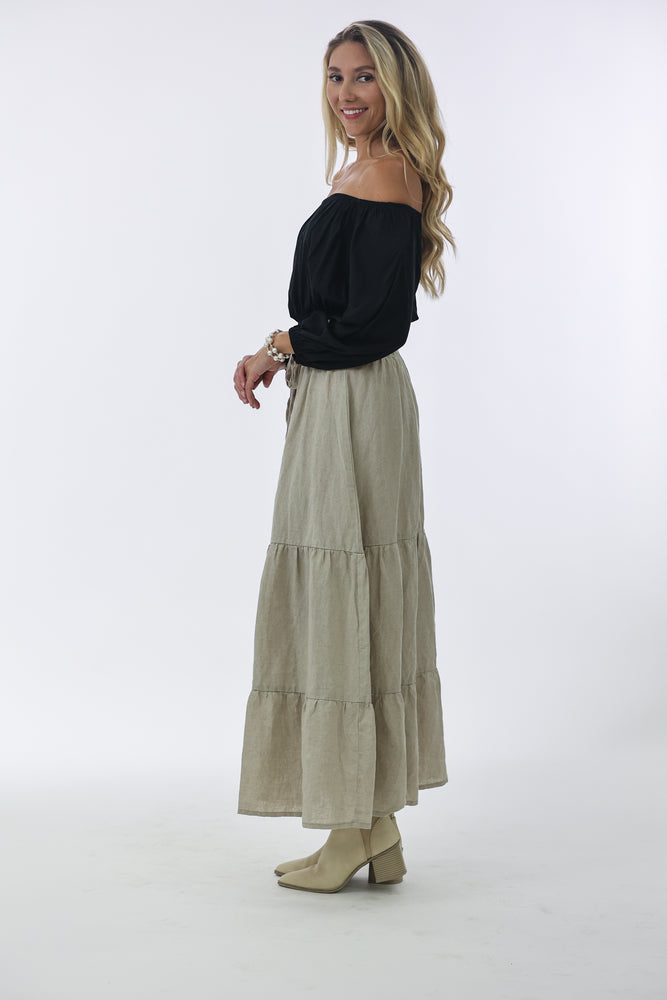 Gigi Maxi Skirt in Natural Linen