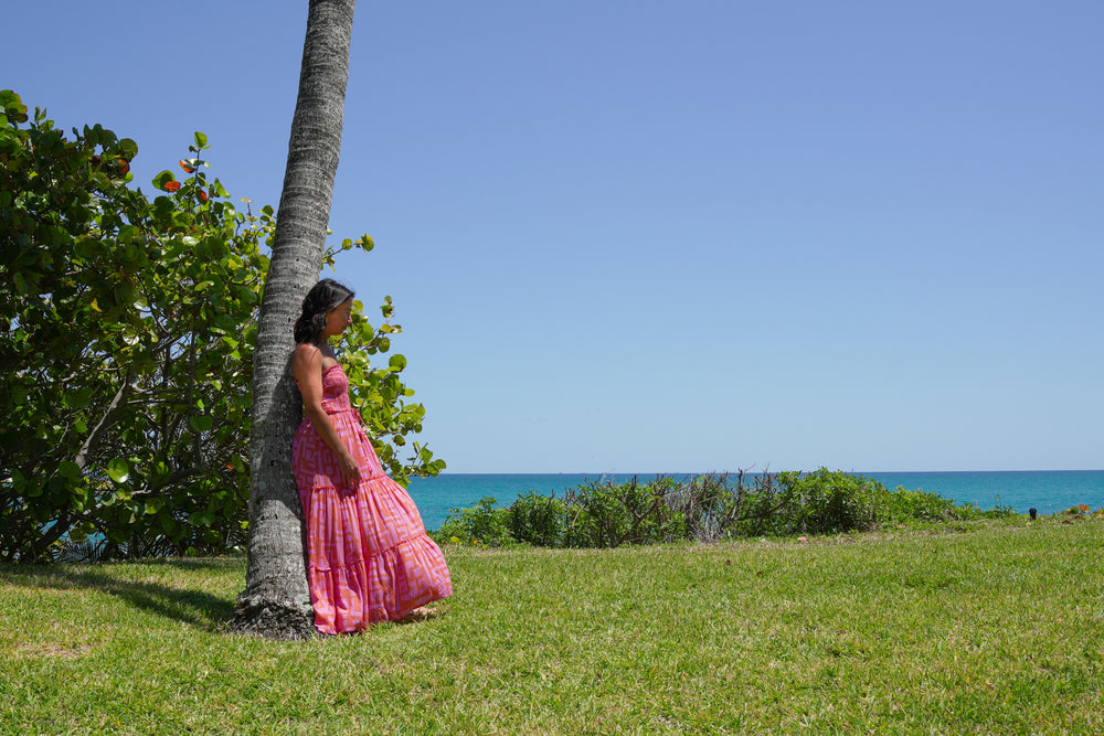 Getaway Maxi Dress in Coral Geo