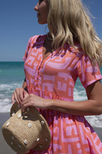 Love Street Mini Dress in Coral Geo